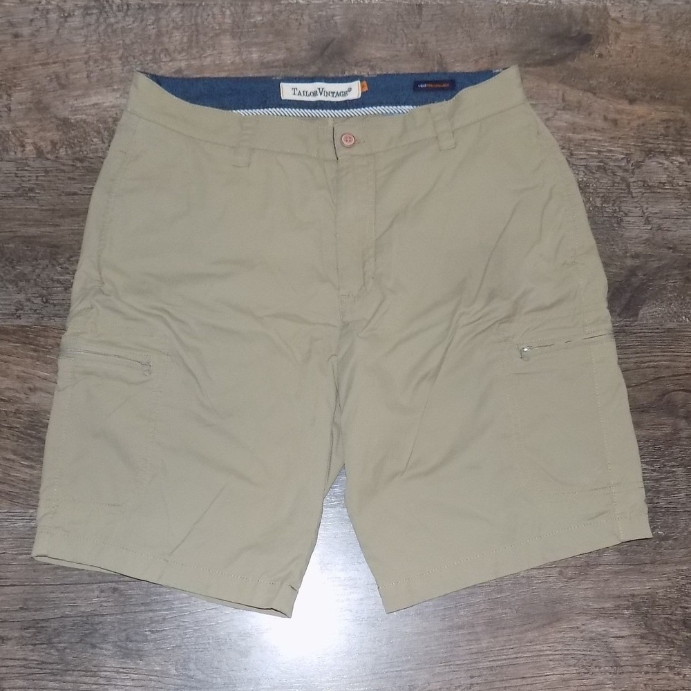 Tailor Vintage Cargo Shorts Mens 36 Khaki Excellent Luxe Performance